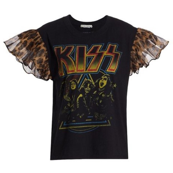 RARE 💋 alice + oliva MILLER BOYFRIEND TANK WITH RUFFLE SLEEVES size M/L NWT - Picture 3 of 10